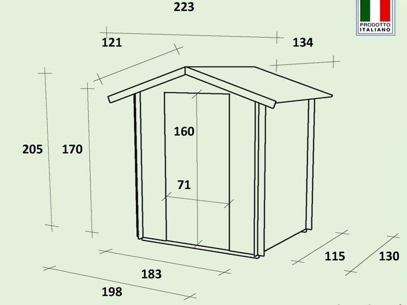 Alce Livia 198x130 larice - Caseta de jard&iacute;n de madera - Con ventana delantera - 198x130x205 cm