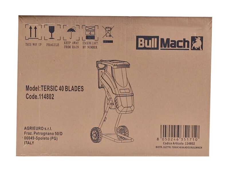 BullMach Tersic 40 - Biotrituradora el&eacute;ctrica - Cuchillas reversibles - Recogedor