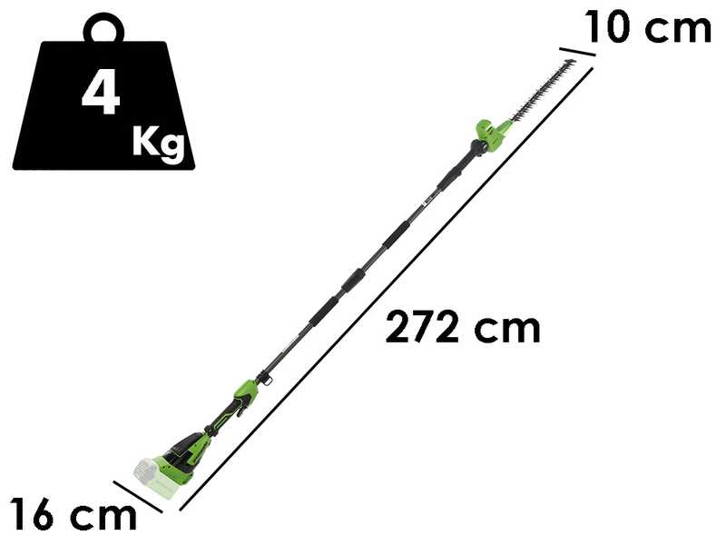 Greenworks PH40B01-01 - Cortasetos el&eacute;ctrico con p&eacute;rtiga telesc&oacute;pica orientable - 40 V - BATER&Iacute;A Y CARGADOR NO EST&Aacute;N INCLUIDOS