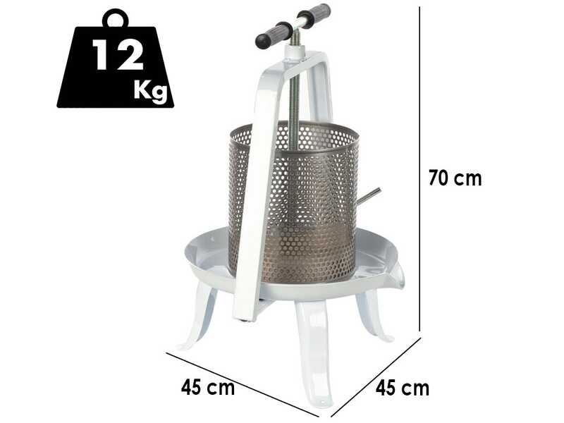 Enotecnica Pillan - Prensa de tornillo para fruta y verdura 9L - Jaula de acero inoxidable