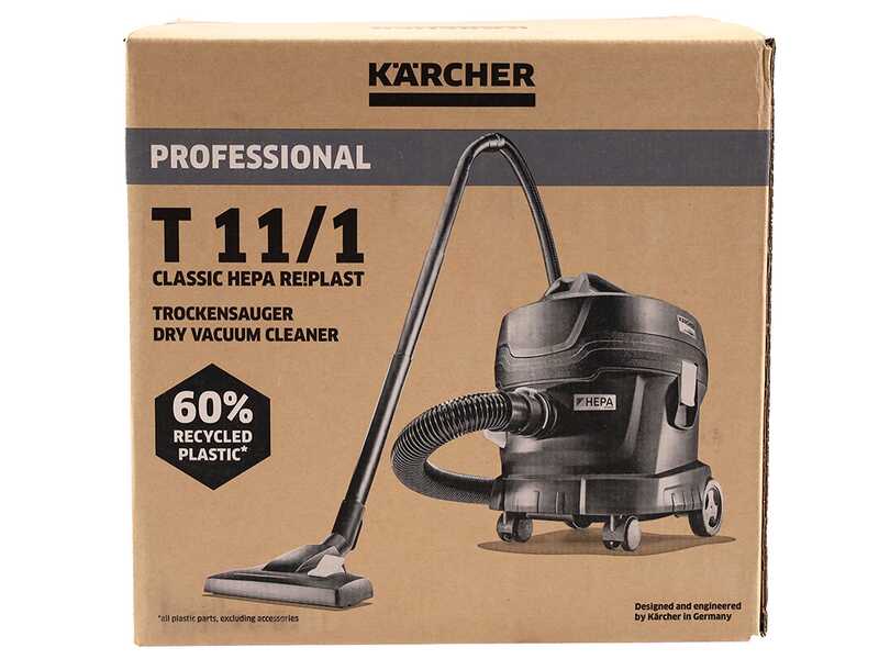Karcher Pro T 11/1 Classic HEPA Re!Plast - Aspirador profesional ULTRA silencioso - 850 W