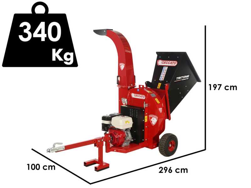Ceccato Tritone Monster - Biotrituradora de gasolina con ruedas - Motor Honda GX390