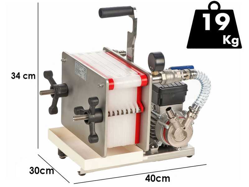 Enotecnica Pillan FC8 - Filtro profesional para vino de 8 cartones de 20x20 cm - Bastidor de acero inoxidable y bomba NOVAX
