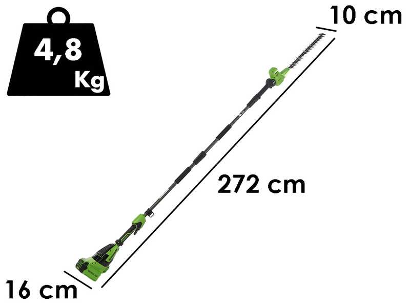 Greenworks PH40B01-01 - Cortasetos el&eacute;ctrico con p&eacute;rtiga telesc&oacute;pica orientable - 40 V/2 Ah
