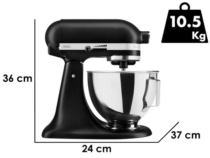 KitchenAid Classic 5KSM95PS-EBM Negro Mate - Amasadora planetaria con cabezal inclinable