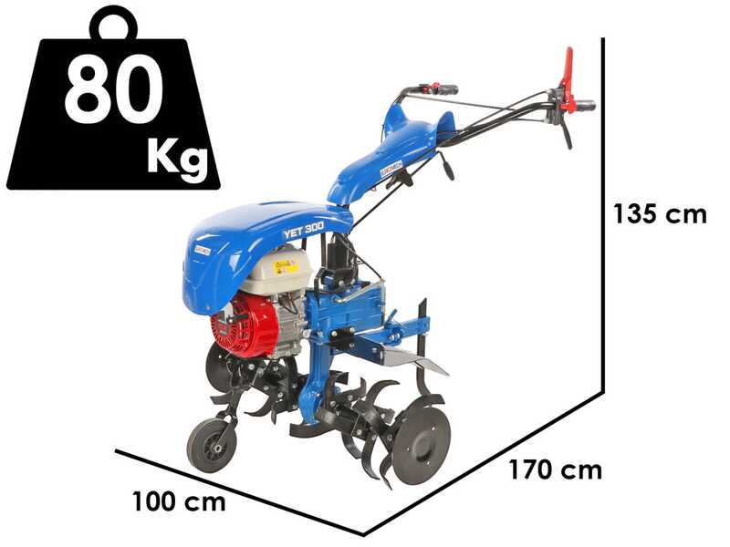 EuroMech YET 300 - Motoazada de gasolina 6,5 HP - Honda GX200