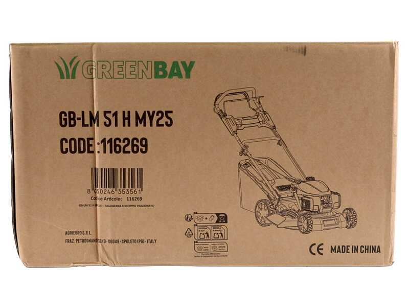 GreenBay GB-LM 51 H MY25 - Cortac&eacute;sped de gasolina autopropulsado - 4 en 1 - Motor Honda GCVx170 - Corte de 51 cm