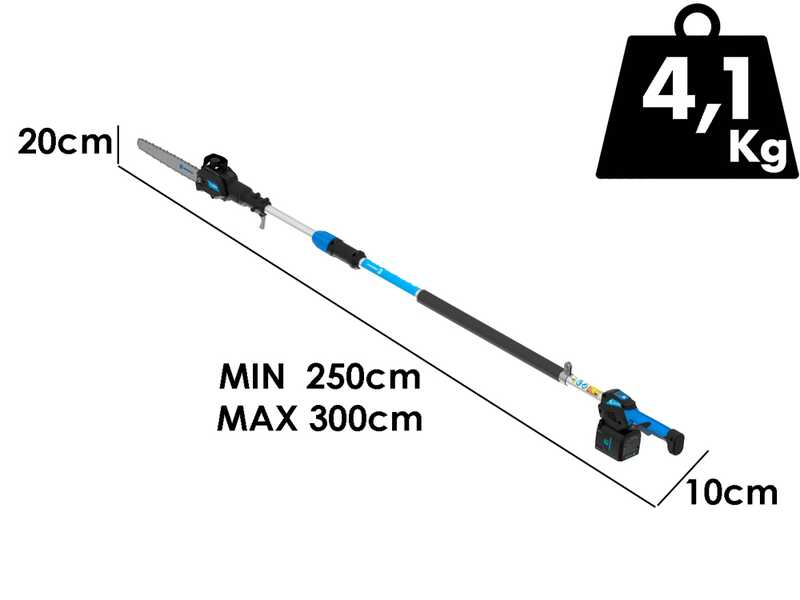 Campagnola T-REX 250-300 - Podadora manual el&eacute;ctrica a bater&iacute;a con p&eacute;rtiga - Bater&iacute;a de 21,6 V y 5 Ah