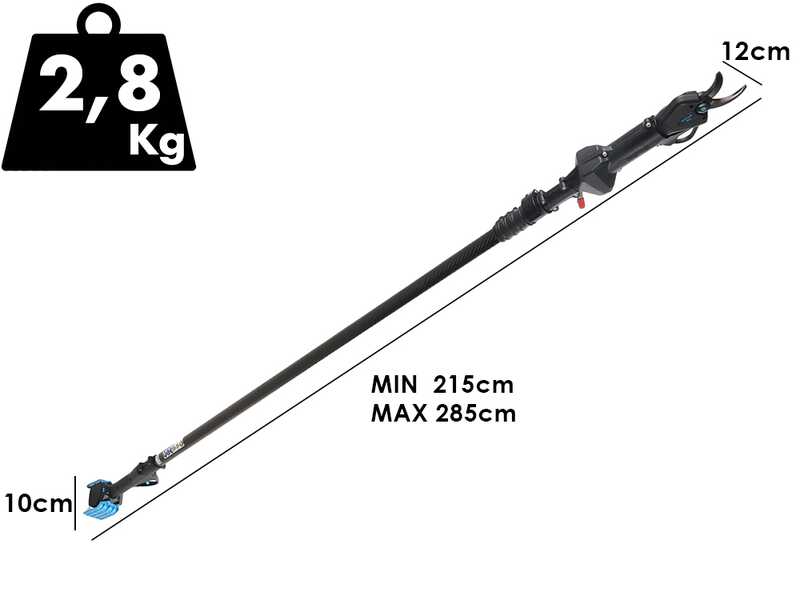 Campagnola NOVA 40 - Tijeras el&eacute;ctricas a bater&iacute;a con p&eacute;rtiga de 150-220 cm - 21,6 V 5 Ah