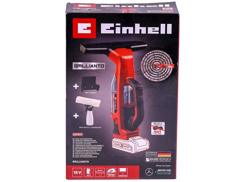 Einhell BRILLIANTO - Limpiacristales de bater&iacute;a - Aspirador de gotas port&aacute;til - 18V/5.2Ah