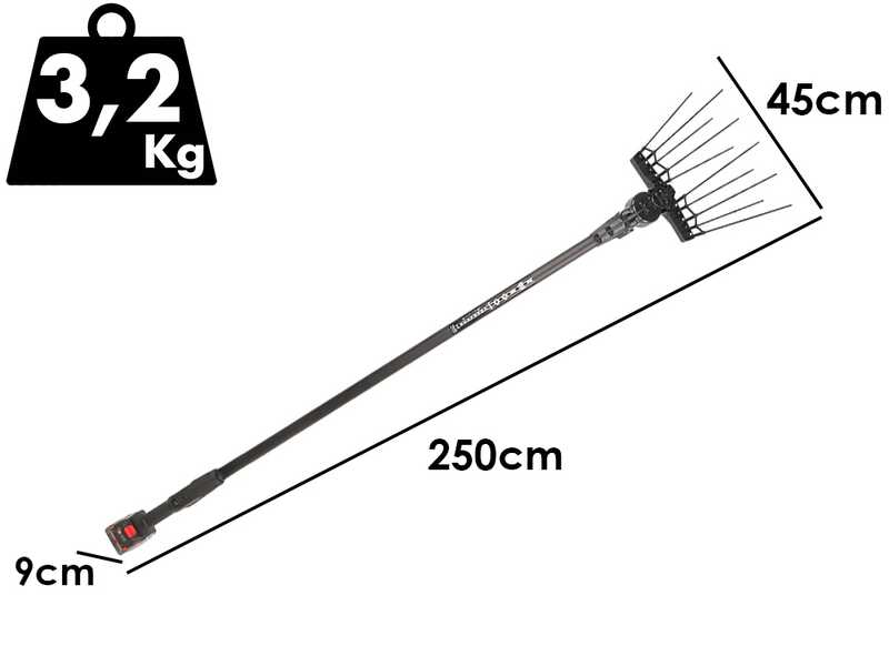 Aima Twigo Basic Cordless - Vareador de aceitunas el&eacute;ctrico a bater&iacute;a - P&eacute;rtiga fija de aluminio - 2 x 21V 5.2Ah