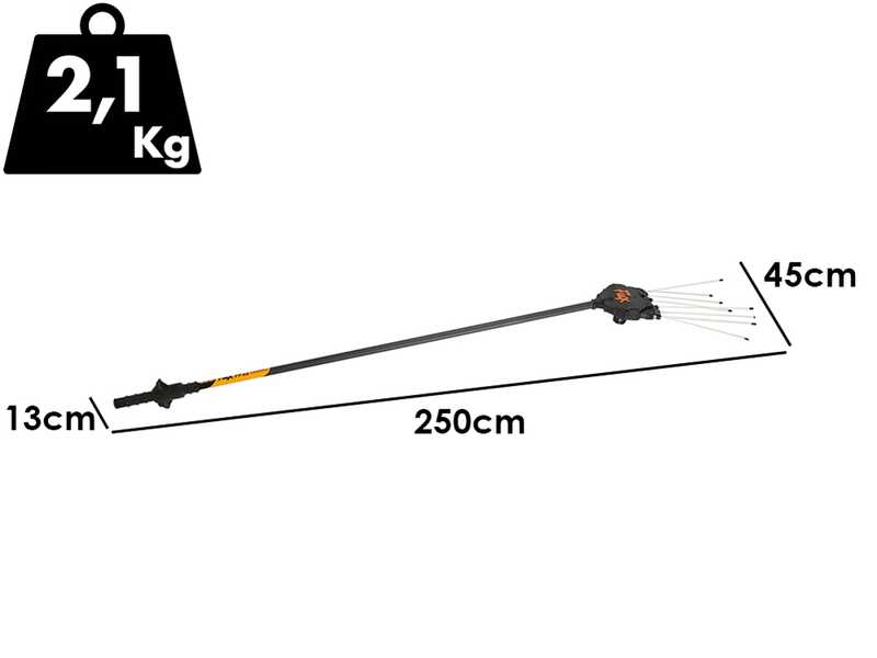 Oliviero Flex-PPF12 Premium - Vareador el&eacute;ctrico a bater&iacute;a - P&eacute;rtiga de carbono fija 250 cm