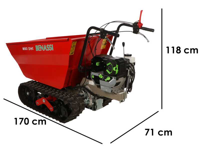 Benassi M503E DH - Carretilla el&eacute;ctrica con motor EGO - 56 V 12 Ah - Volteo hidr&aacute;ulico
