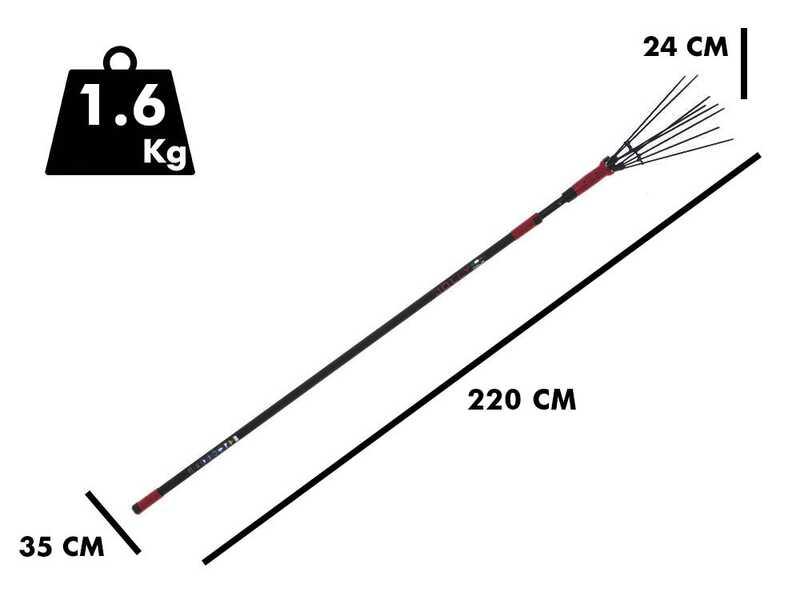 Archman AB01 - Vareador el&eacute;ctrico con p&eacute;rtiga telesc&oacute;pica - 220-315 cm - Con cable para conexi&oacute;n a bater&iacute;a de 12 V