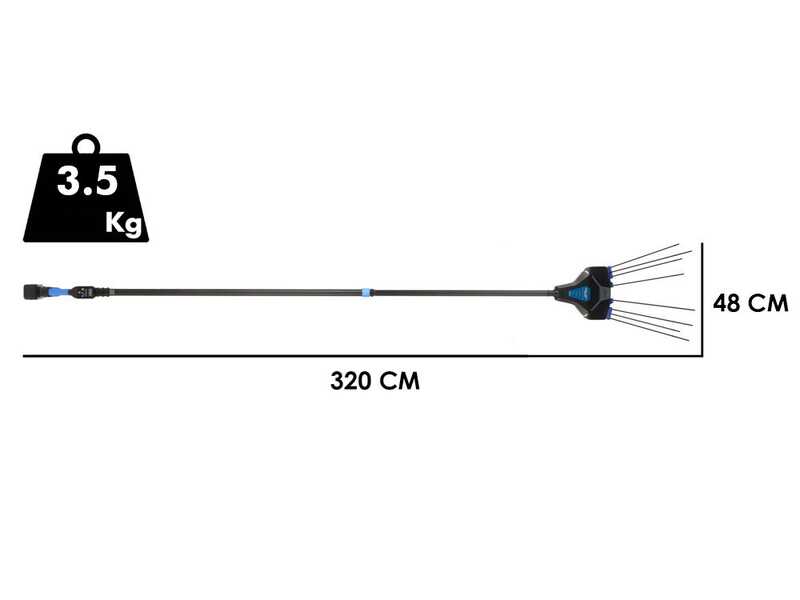 VESCO GALAXY XR21T.1 CARBON - Vareador con bater&iacute;a de litio - P&eacute;rtiga telesc&oacute;pica de carbono 210-320 cm - 2x 21,6 V 4,5 Ah
