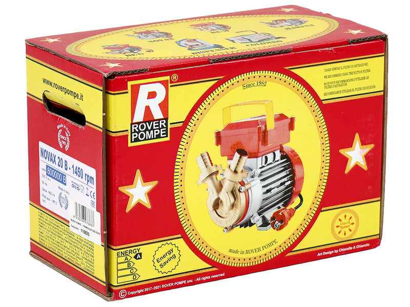 Rover Novax 20 B - 1450 rpm - Bomba el&eacute;ctrica de trasiego - Electrobomba para l&iacute;quidos calientes y cerveza - Monof&aacute;sica - 230 V