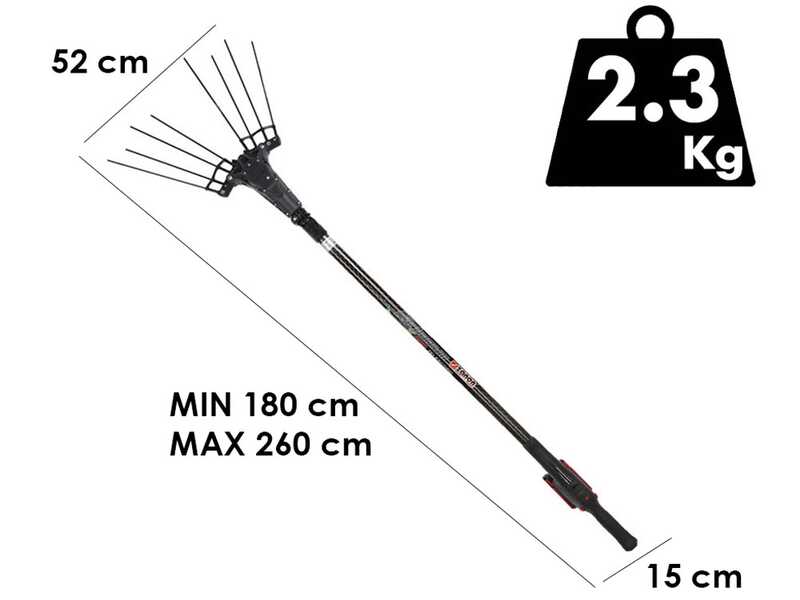 Zanon Karbonium X PRO AL-200 - Vareador de aceitunas de bater&iacute;a - P&eacute;rtiga telesc&oacute;pica 180 - 260 cm - 18V/10Ah