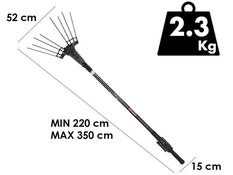 Zanon Karbonium X PRO AL-300 - Vareador de aceitunas de bater&iacute;a - P&eacute;rtiga telesc&oacute;pica 220 - 350 cm - 18V/10Ah