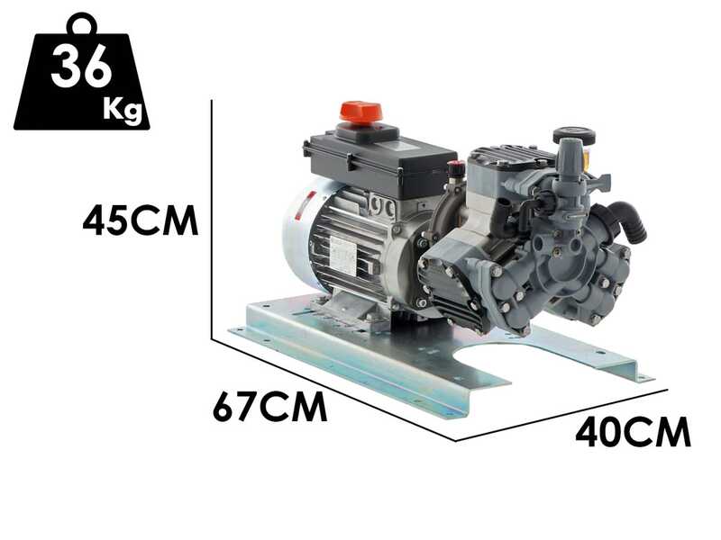 Kit de motobomba el&eacute;ctrica para pulverizaci&oacute;n con carro - Comet MTP P40/20 EL MNF - Para productos qu&iacute;micos y &aacute;cidos