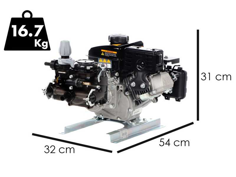 Kit de motobomba de gasolina para pulverizaci&oacute;n con carro - Comet MC20/20 - Para productos qu&iacute;micos y &aacute;cidos