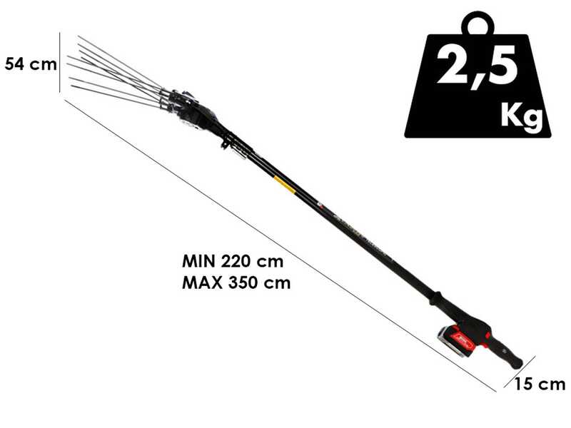 Zanon Murcielago X Lazer AL-300 - Vareador de aceitunas de bater&iacute;a - P&eacute;rtiga telesc&oacute;pica 220 - 350 cm - 18 V 10 Ah