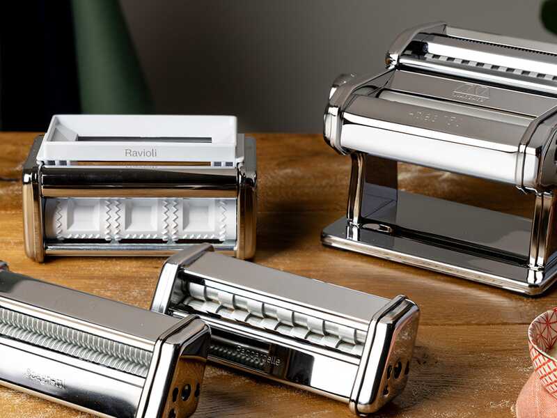 Marcato Atlas 150 Classic Set Multipast - M&aacute;quina manual de hacer pasta de acero inoxidable + 3 accesorios