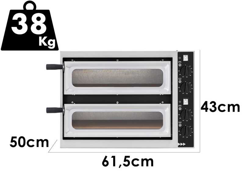 Prismafood SMALL BASIC 2/40 VETRO 4T - Horno el&eacute;ctrico para pizza - 4 termostatos