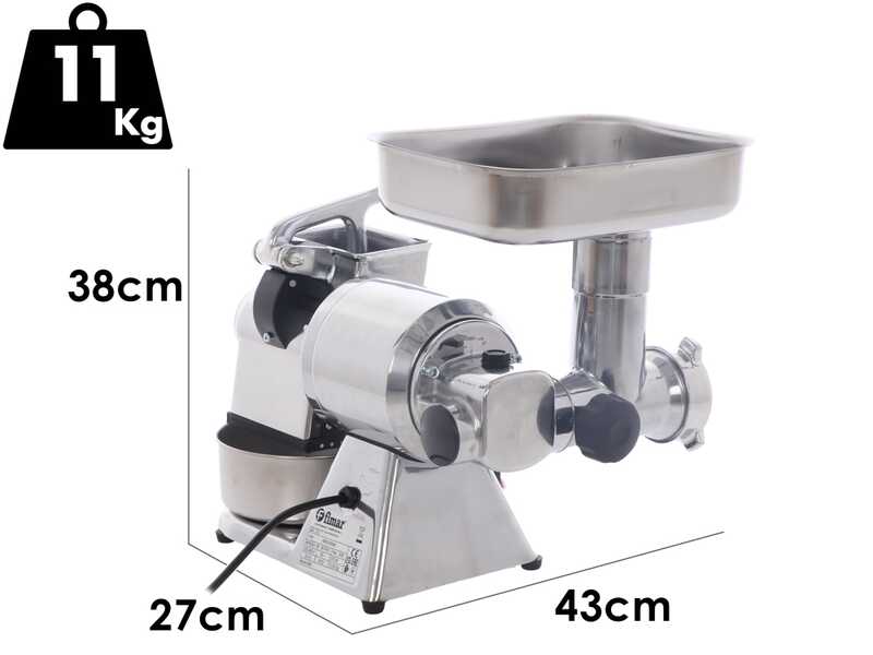 Fimar AB8D - Picadora de carne el&eacute;ctrica - Rallador integrado - 230 V - 1 HP - Unidad de trituraci&oacute;n externa