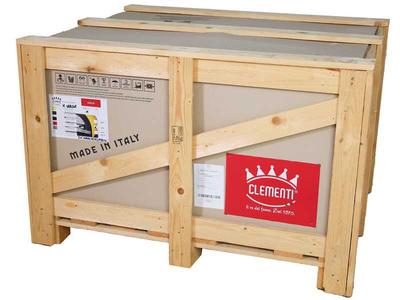 Clementi Gold - Horno de le&ntilde;a para pizza para exteriores con carro - C&aacute;mara de cocci&oacute;n 80 x 60 - 4 pizzas - Verde