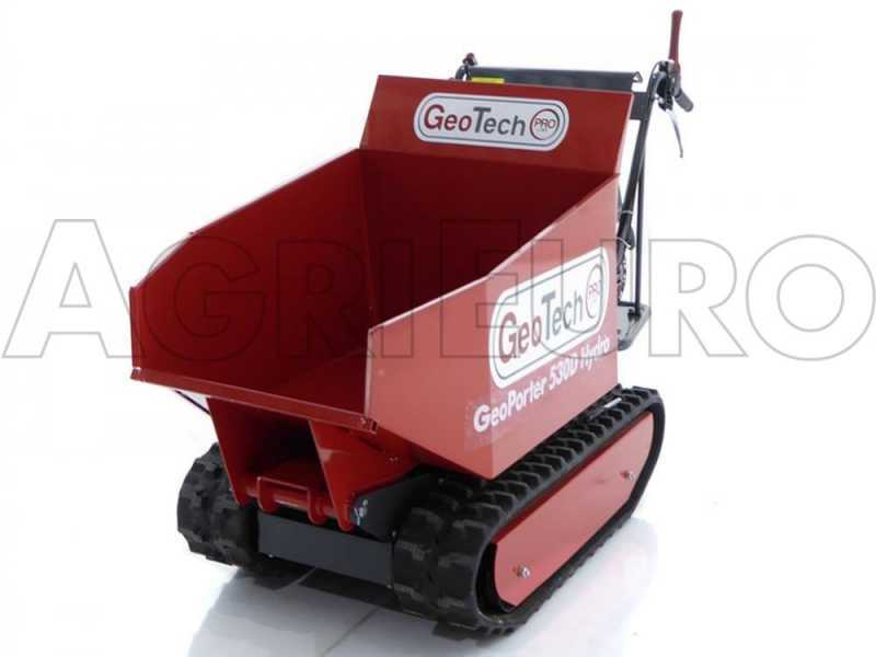 Carretilla de orugas motorizada GeoTech 530D GeoPorter Hydro, caja dumper hidr&aacute;ulica 500kg