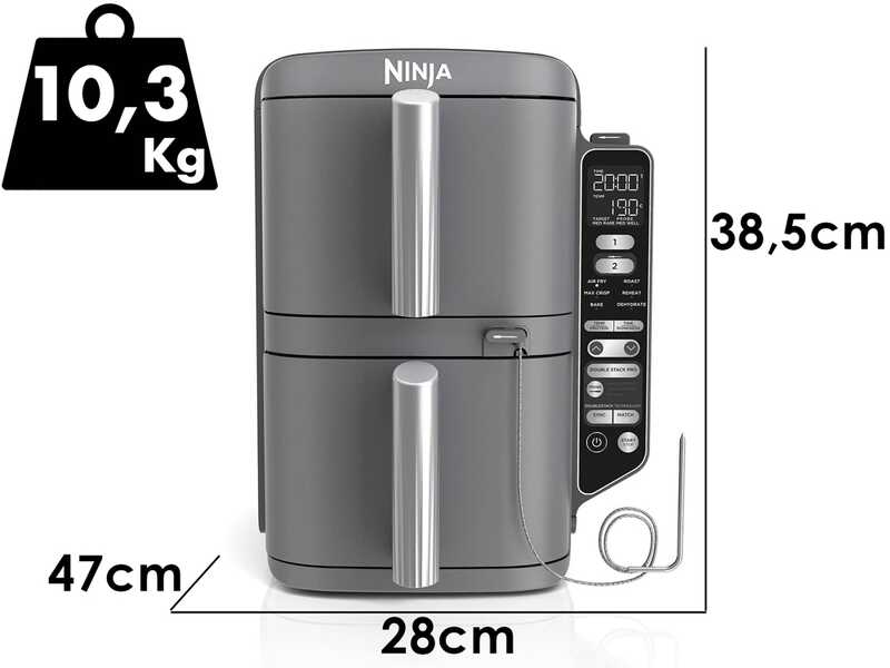 Ninja Double Stack XL SL451EU - Freidora de aire de 9,5 L - Sistema SmartCook