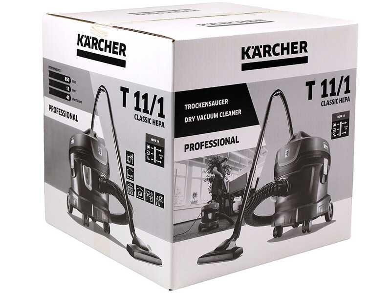 Karcher Pro T 11/1 Classic HEPA - Aspirador profesional ULTRA silencioso - 850 W