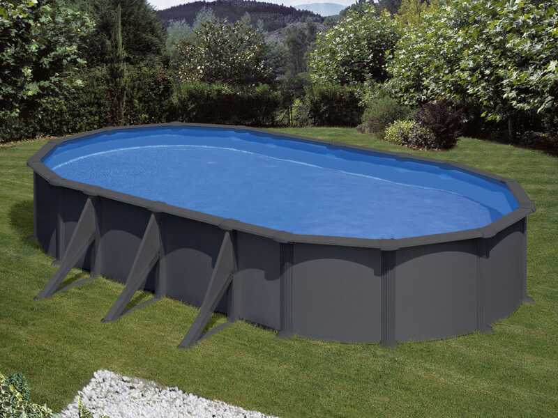 Gre Anthracite Ovalada 730x375x132 cm - Piscina desmontable de acero