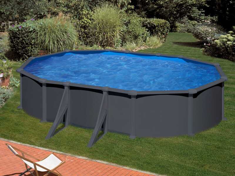 Gre Anthracite Ovalada 610x375x132cm - Piscina desmontable de acero