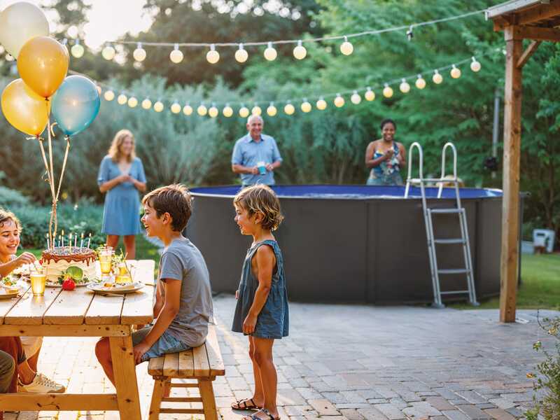 Gre Anthracite Redonda &Oslash;460 x 132 cm - Piscina desmontable de acero