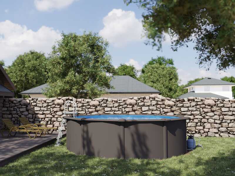 Gre Anthracite Redonda &Oslash;460 x 132 cm - Piscina desmontable de acero