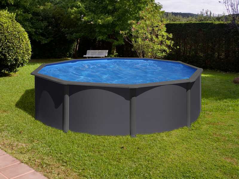 Gre Anthracite Redonda &Oslash;350 x 120 cm - Piscina desmontable de acero