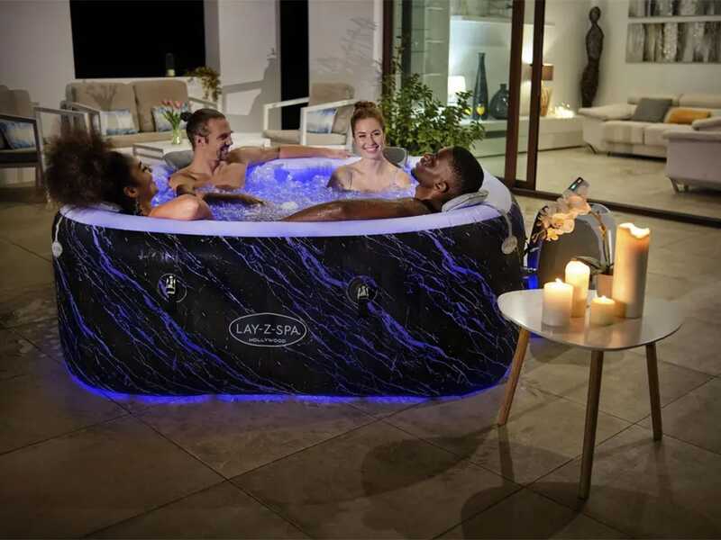 Bestway Lay-Z-Spa Hollywood AirJet 6001F cuadrada - &Oslash;180x66 cm - Piscina de hidromasaje spa para 4-6 personas