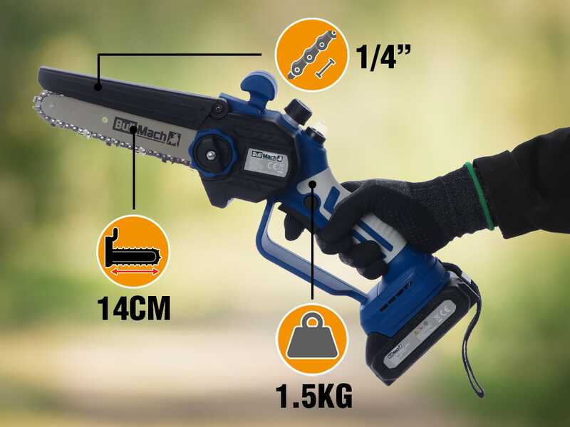 BullMach AION 10 - Podadora manual el&eacute;ctrica de bater&iacute;a + P&eacute;rtiga telesc&oacute;pica 130-200 cm - 2x21V 2Ah