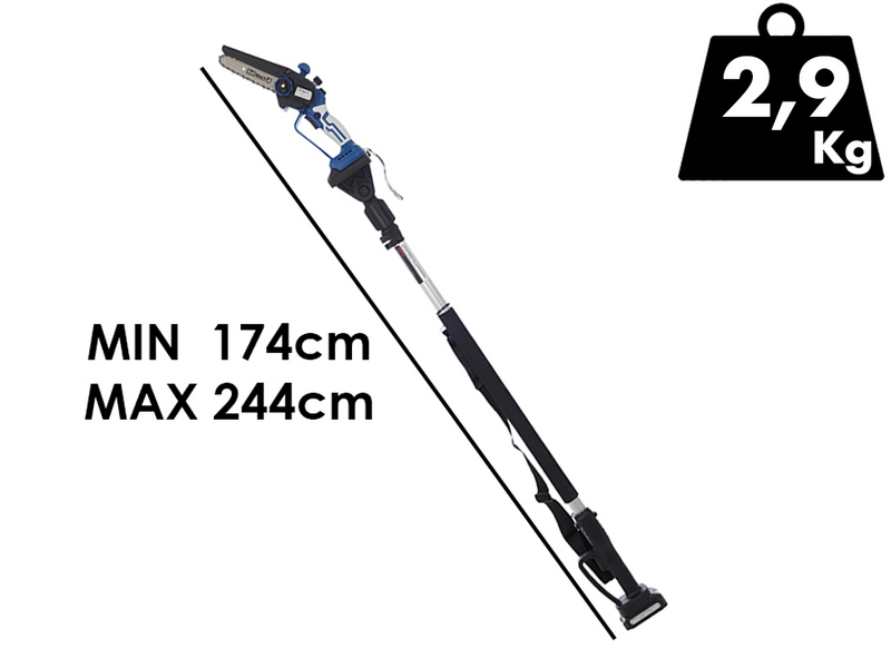 BullMach AION 10 - Podadora manual el&eacute;ctrica de bater&iacute;a + P&eacute;rtiga telesc&oacute;pica 130-200 cm - 2x21V 2Ah