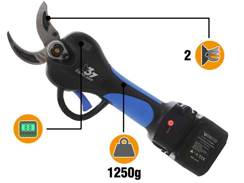 VESCO X37 - Tijeras el&eacute;ctricas de bater&iacute;a - 2x 21.6V 2.5Ah