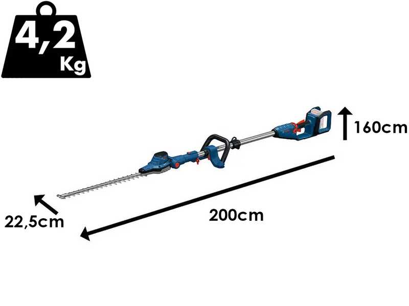 Bosch Professional GHE 18V-50 FP - Cortasetos de bater&iacute;a con p&eacute;rtiga - 18 V - BATER&Iacute;A Y CARGADOR NO EST&Aacute;N INCLUIDOS