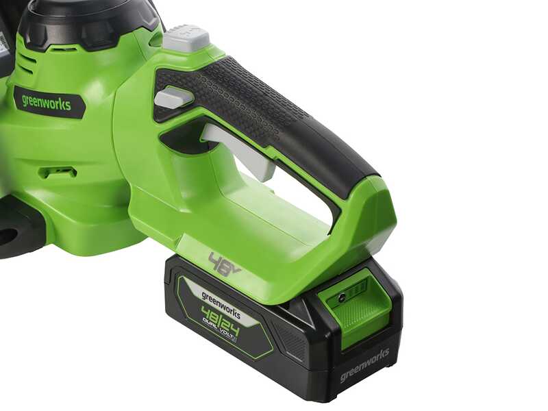 Greenworks G48HT - Cortasetos el&eacute;ctrico de bater&iacute;a 48V 2Ah + bater&iacute;a 48V 2Ah gratis - Cuchilla de 51 cm