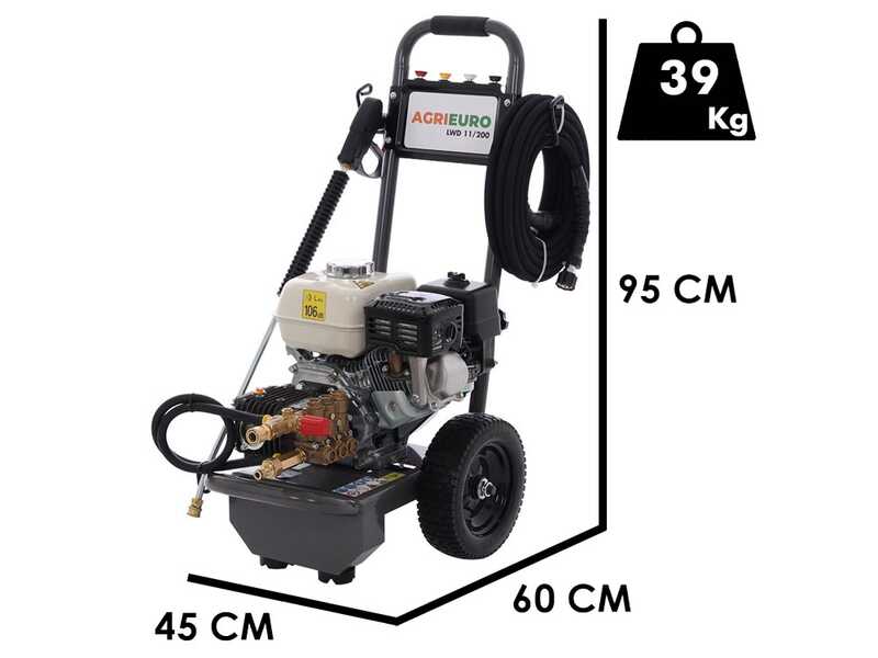 LWD 11/200 - Hidrolimpiadora profesional de gasolina - 205 bar 678 L/h - Bomba Comet LWD - Motor Honda GX 200