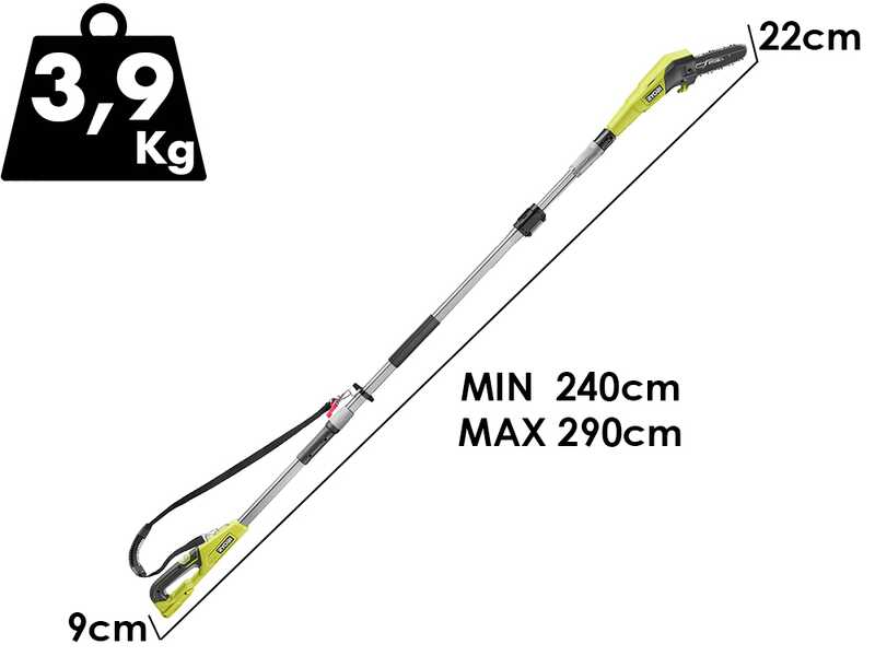 Ryobi RY18PP20A-0 - Podadora de bater&iacute;a con p&eacute;rtiga telesc&oacute;pica - Barra de 20 cm - 18 V/4 Ah