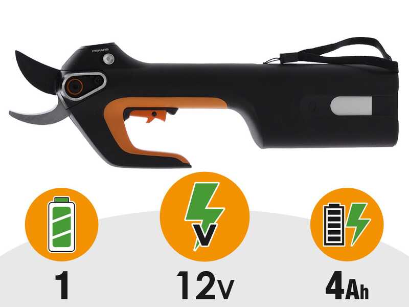 Fiskars ePruner L Bypass - Tijeras el&eacute;ctricas de poda - 12 V 4 Ah