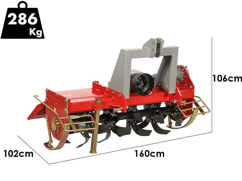 GeoTech Pro HRT-135 - Rotovator para tractor serie media - Enganche fijo