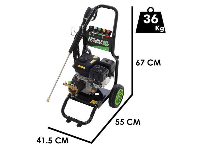 Ribimex RX21T - Hidrolimpiadora de gasolina - 200 bar 678 L/h - Motor Loncin de 196 cc