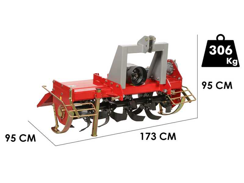 GeoTech Pro HRT-150 - Rotovator para tractor serie media - Enganche fijo