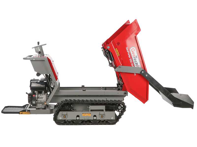 GeoTech Pro GeoPorter 650 DHS Hydro - Carretilla de orugas con caj&oacute;n dumper de 650 kg y pala - Cambio hidrost&aacute;tico